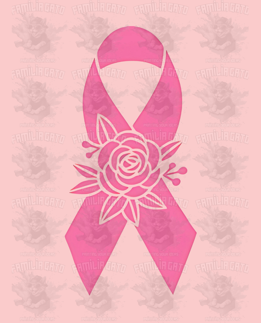 Cancer awareness ribbon #8 flower DTF Transfer