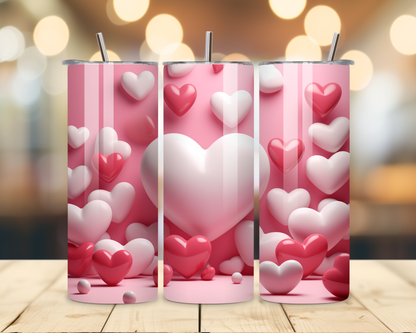 Valentine's Day - Pink 3D Effect Designs #1 - 20 Oz Stainless Steel Tumbler