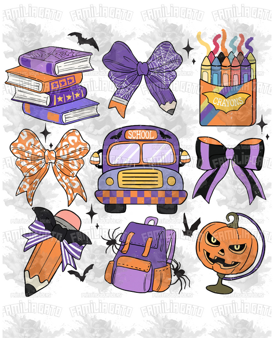 Teacher Halloween Bows & Books DTF Transfer
