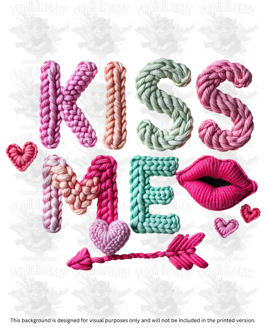 Valentine's Day - Faux Yarn Kiss Me #2 DTF Transfer