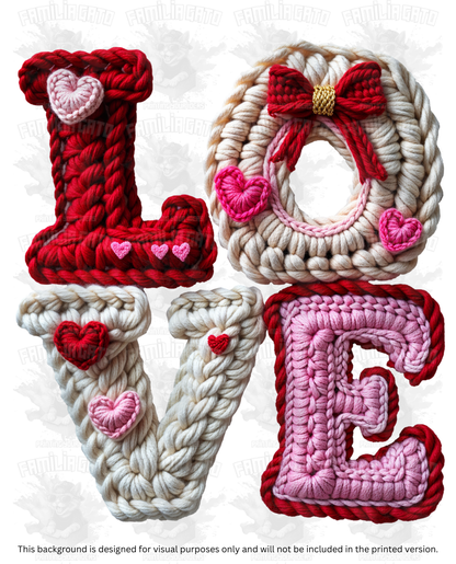 Valentine's Day - Faux Yarn Love #1 DTF Transfer