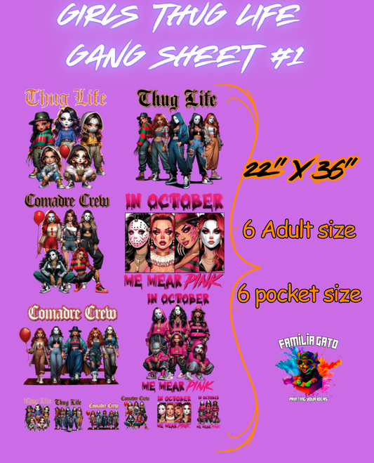 Girls Thug Life Pre-made DTF Gang Sheet #1