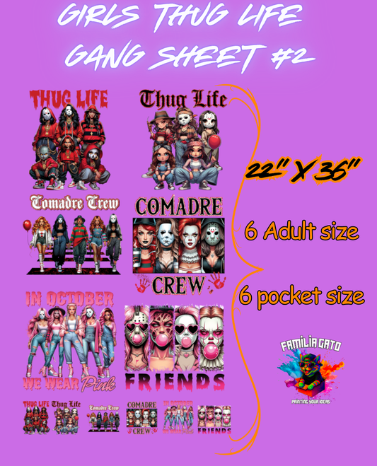 Girls Thug Life Pre-made DTF Gang Sheet #2