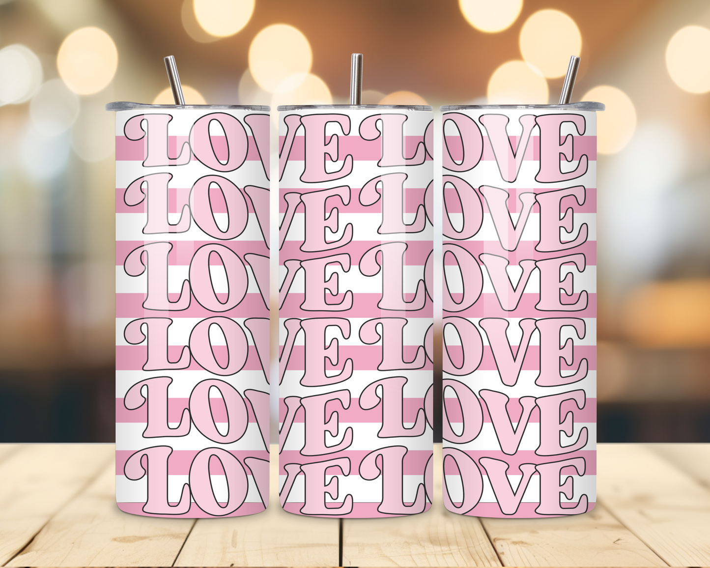 Valentine's Day - Striped Designs - 20 Oz Stainless Steel Tumbler