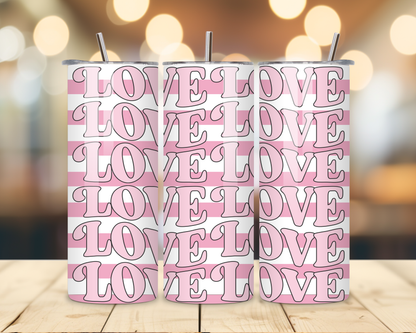 Valentine's Day - Striped Designs - 20 Oz Stainless Steel Tumbler