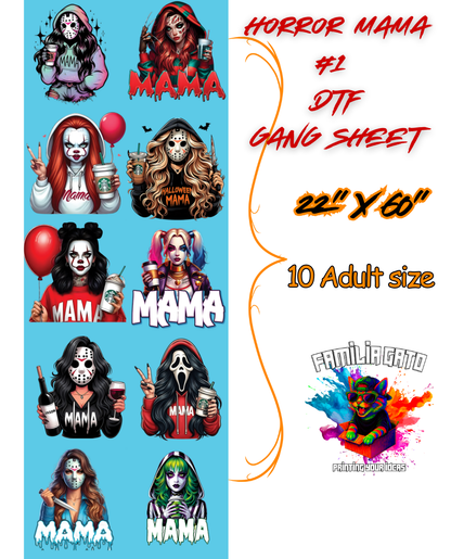 Horror MAMA #1 DTF Gang Sheet - 22"x60"