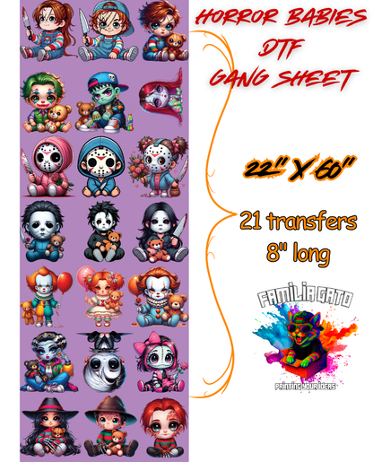 Halloween Horror Babies DTF Gang Sheet - 22"x60"