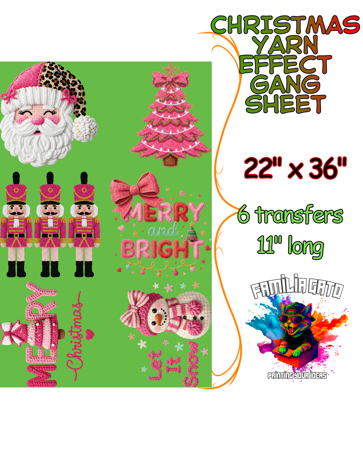 Christmas Faux Yarn DTF Gang Sheet #1 - 22"x36"
