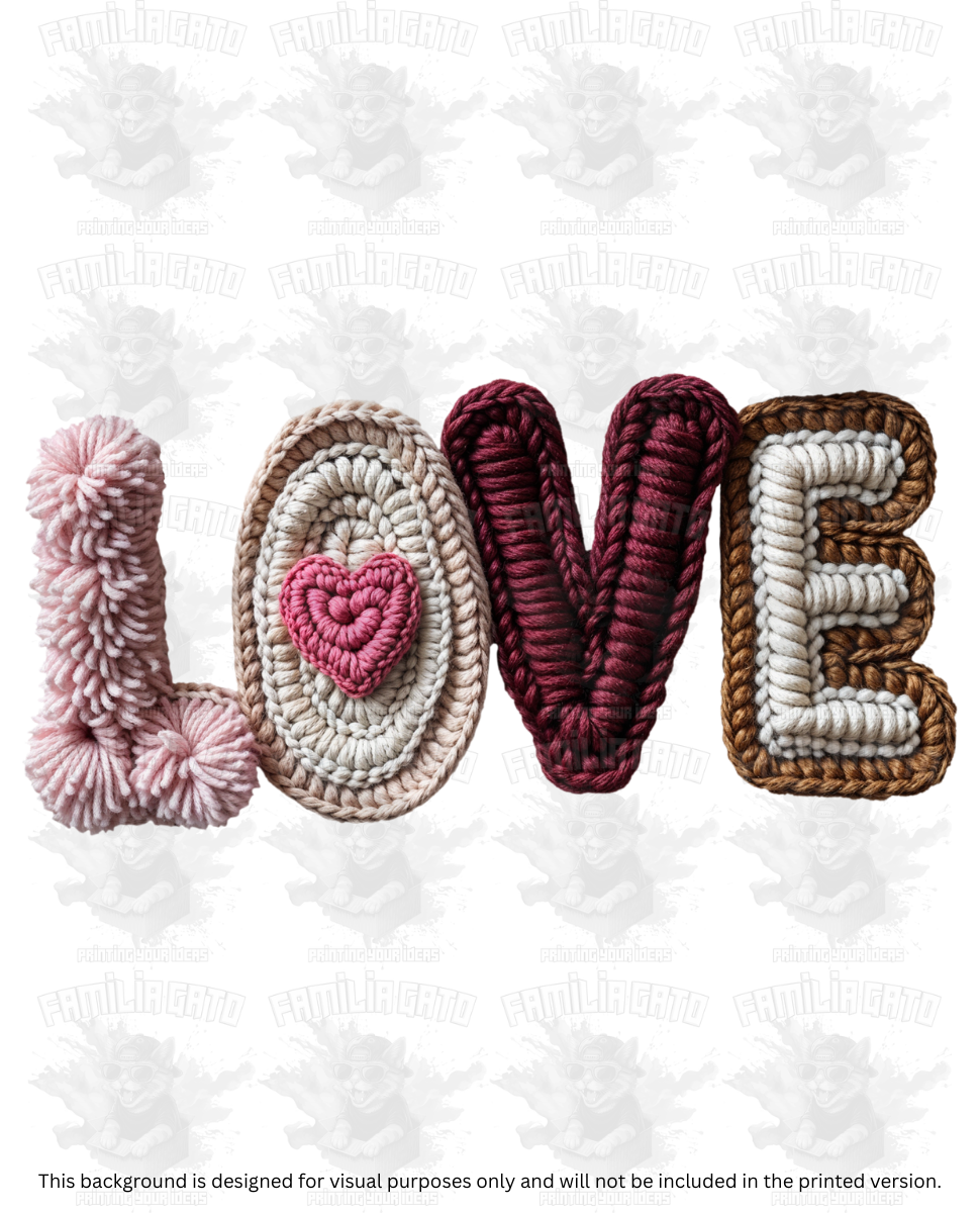 Valentine's Day - Faux Yarn Love #4 DTF Transfer