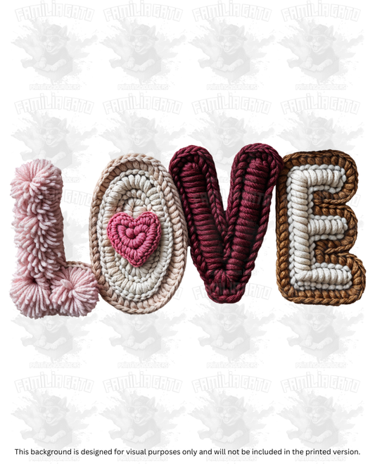 Valentine's Day - Faux Yarn Love #4 DTF Transfer