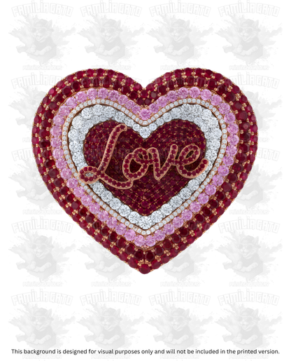 Valentine's Day - Rhinestone Heart with Love Text DTF Transfer
