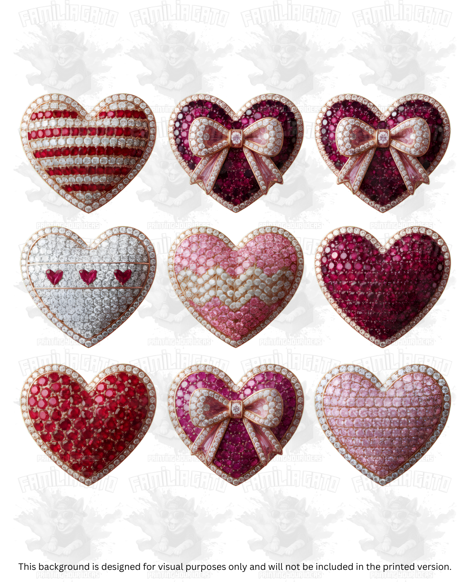 Valentine's Day - Rhinestone Hearts Set DTF Transfer