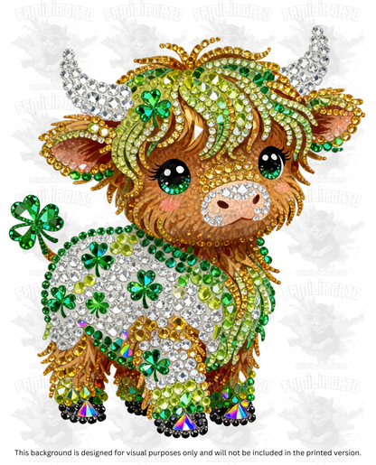 St. Patrick's Day Rhinestone Cow #4 DTF Transfer