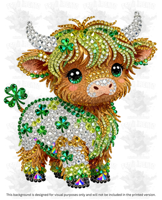 St. Patrick's Day Rhinestone Cow #4 DTF Transfer