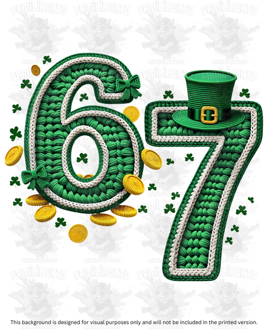 St. Patrick's Day Faux Yarn Six Seven 67 #4 DTF Transfer