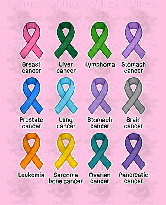 All cancers awareness ribbons DTF Transfer