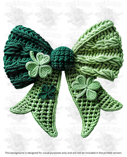 St. Patrick's Day Faux Yarn Green Bow #2 DTF Transfer