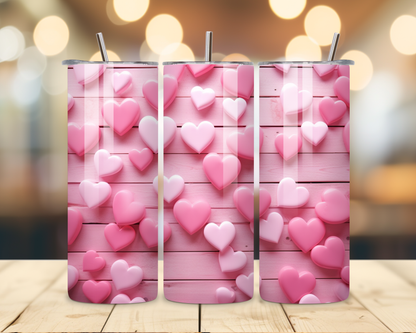 Valentine's Day - Pink 3D Effect Designs #1 - 20 Oz Stainless Steel Tumbler