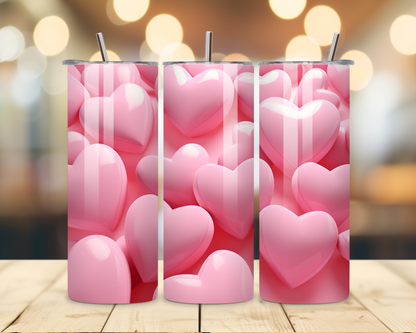 Valentine's Day - Pink 3D Effect Designs #2 - 20 Oz Stainless Steel Tumbler