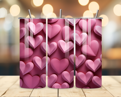 Valentine's Day - Pink 3D Effect Designs #2 - 20 Oz Stainless Steel Tumbler