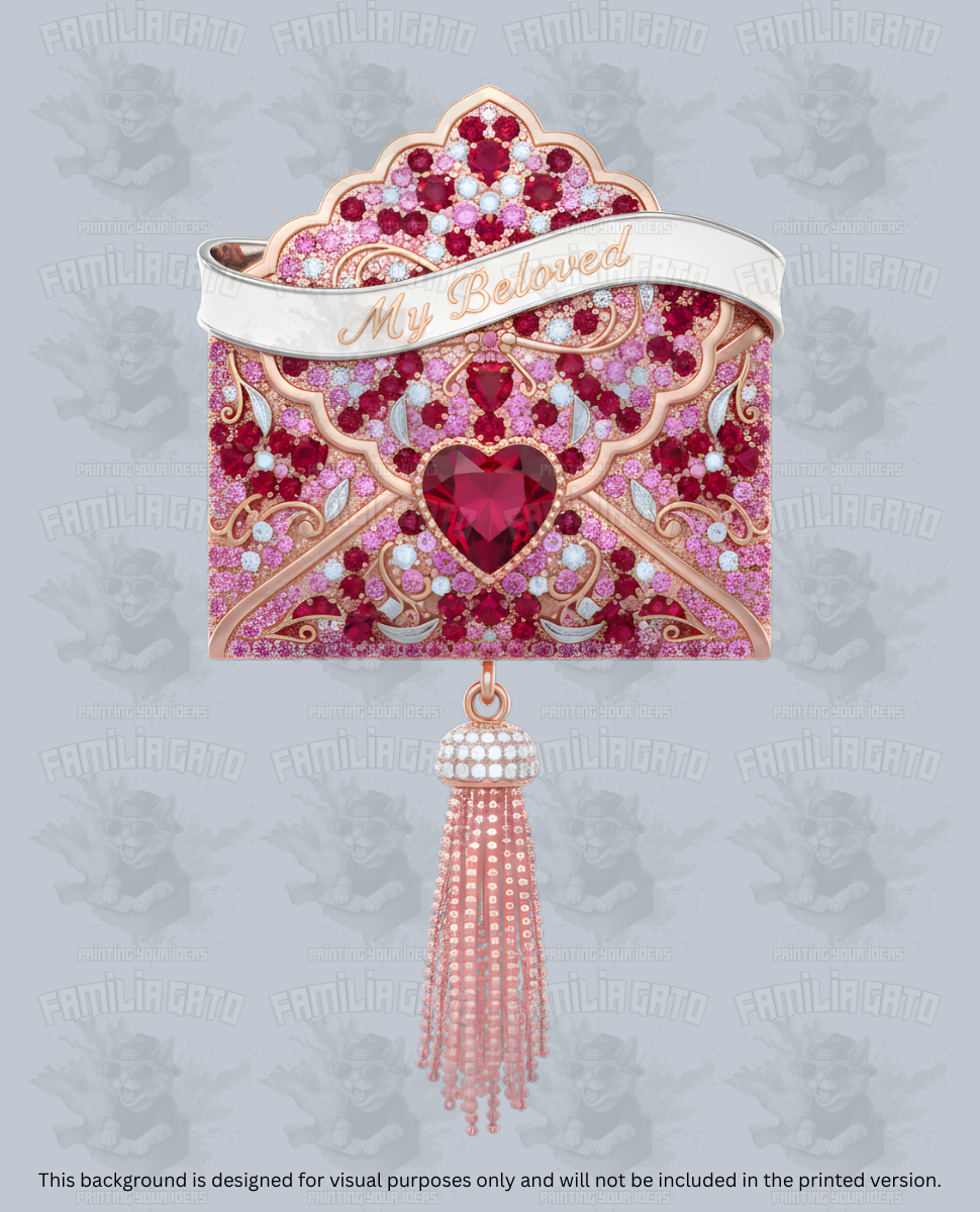 Valentine's Day - Rhinestone Light Pink Love Envelope with Tassel DTF Transfer