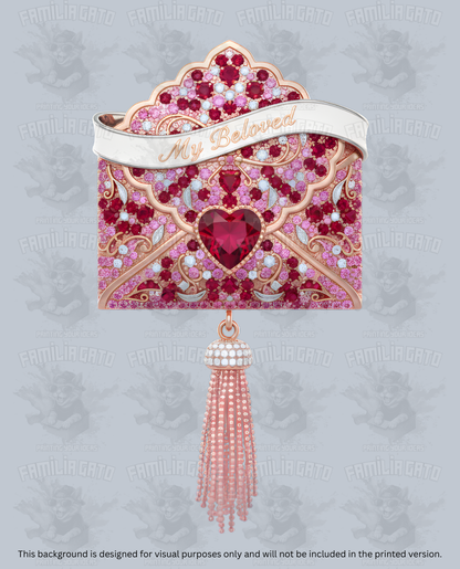 Valentine's Day - Rhinestone Light Pink Love Envelope with Tassel DTF Transfer