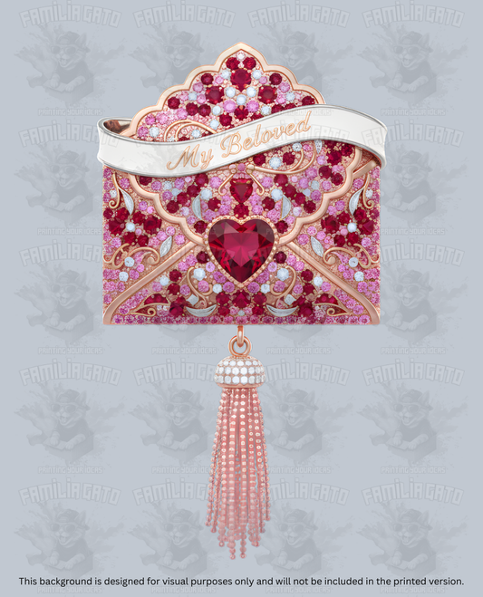 Valentine's Day - Rhinestone Light Pink Love Envelope with Tassel DTF Transfer