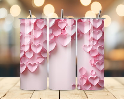 Valentine's Day - Pink 3D Effect Designs #2 - 20 Oz Stainless Steel Tumbler