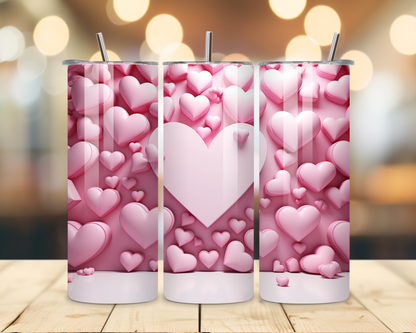 Valentine's Day - Pink 3D Effect Designs #2 - 20 Oz Stainless Steel Tumbler