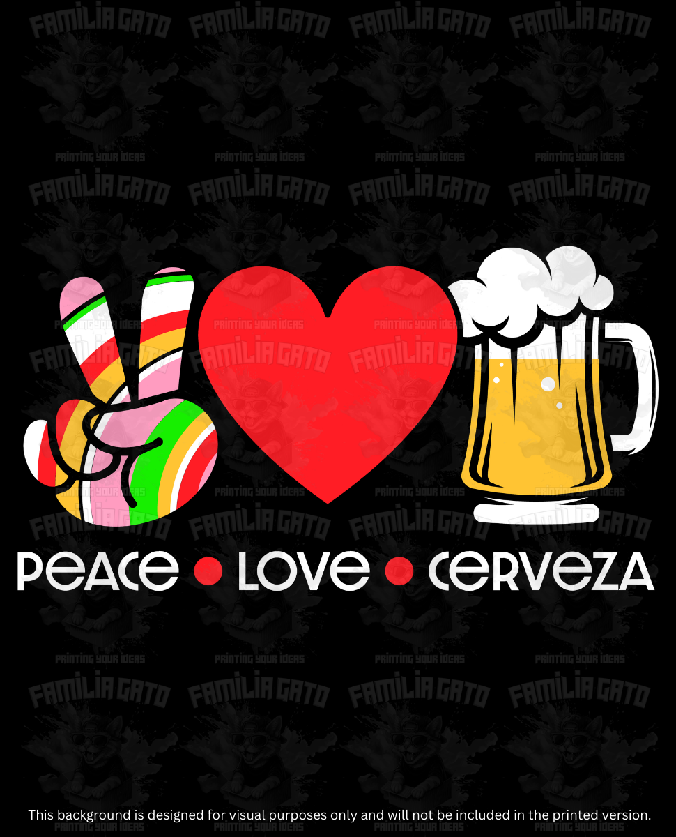 Mexican Peace Love Cerveza DTF Transfer