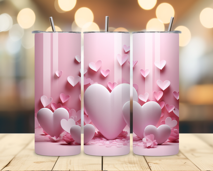 Valentine's Day - Pink 3D Effect Designs #2 - 20 Oz Stainless Steel Tumbler
