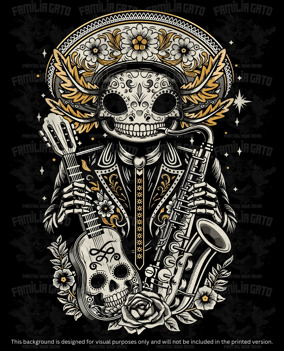 Mexican Mariachi Calavera DTF Transfer