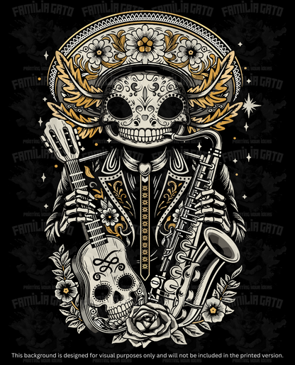 Mexican Mariachi Calavera DTF Transfer