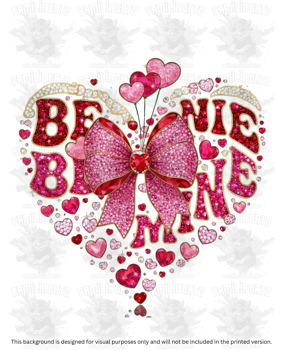 Valentine's Day - Rhinestone Be Mine Heart DTF Transfer