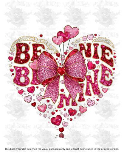 Valentine's Day - Rhinestone Be Mine Heart DTF Transfer