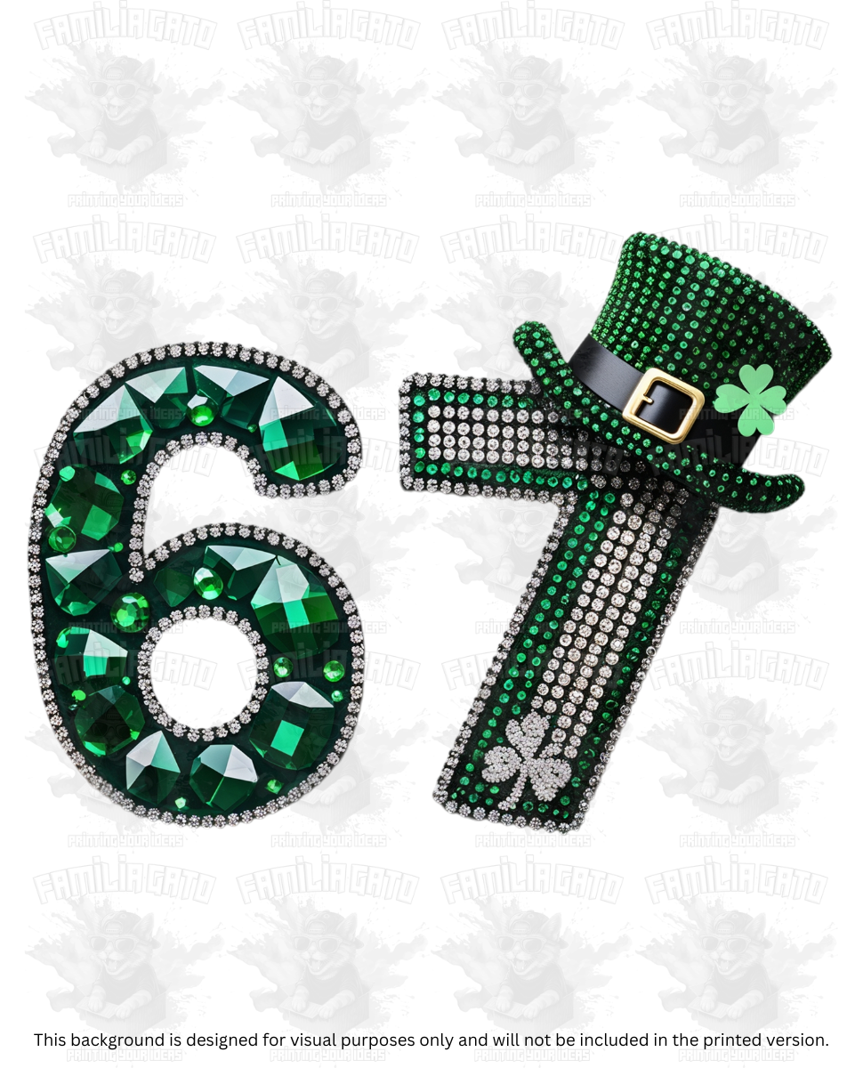 St. Patrick's Day Rhinestone Six Seven 67 #5 DTF Transfer