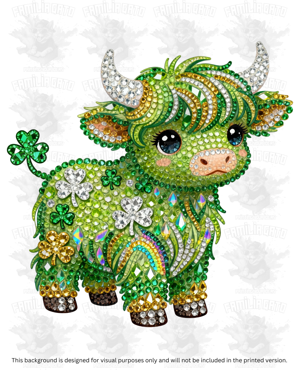 St. Patrick's Day Rhinestone Cow #5 DTF Transfer