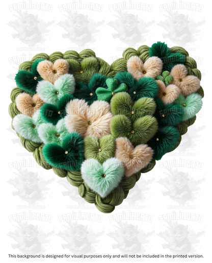 St. Patrick's Day Faux Yarn Green Heart DTF Transfer