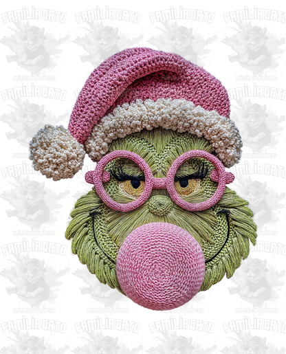 Faux Crochet Christmas Character chewing Gum DTF Transfer