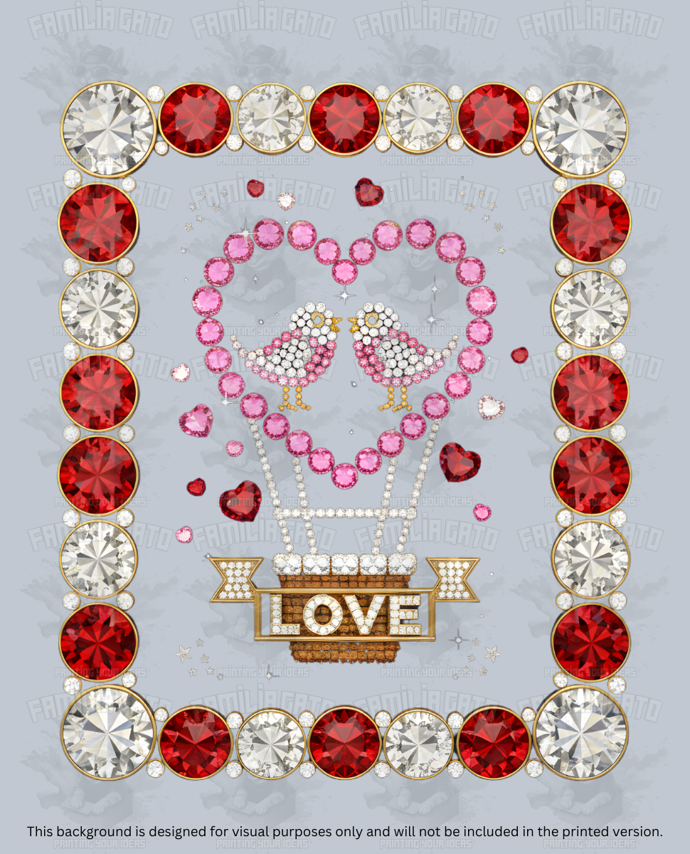 Valentine's Day - Rhinestone Love Birds DTF Transfer
