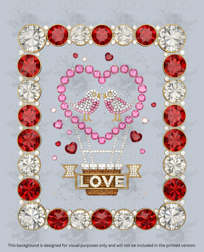 Valentine's Day - Rhinestone Love Birds DTF Transfer