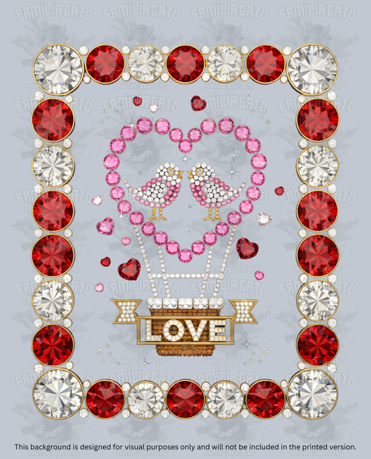 Valentine's Day - Rhinestone Love Birds DTF Transfer
