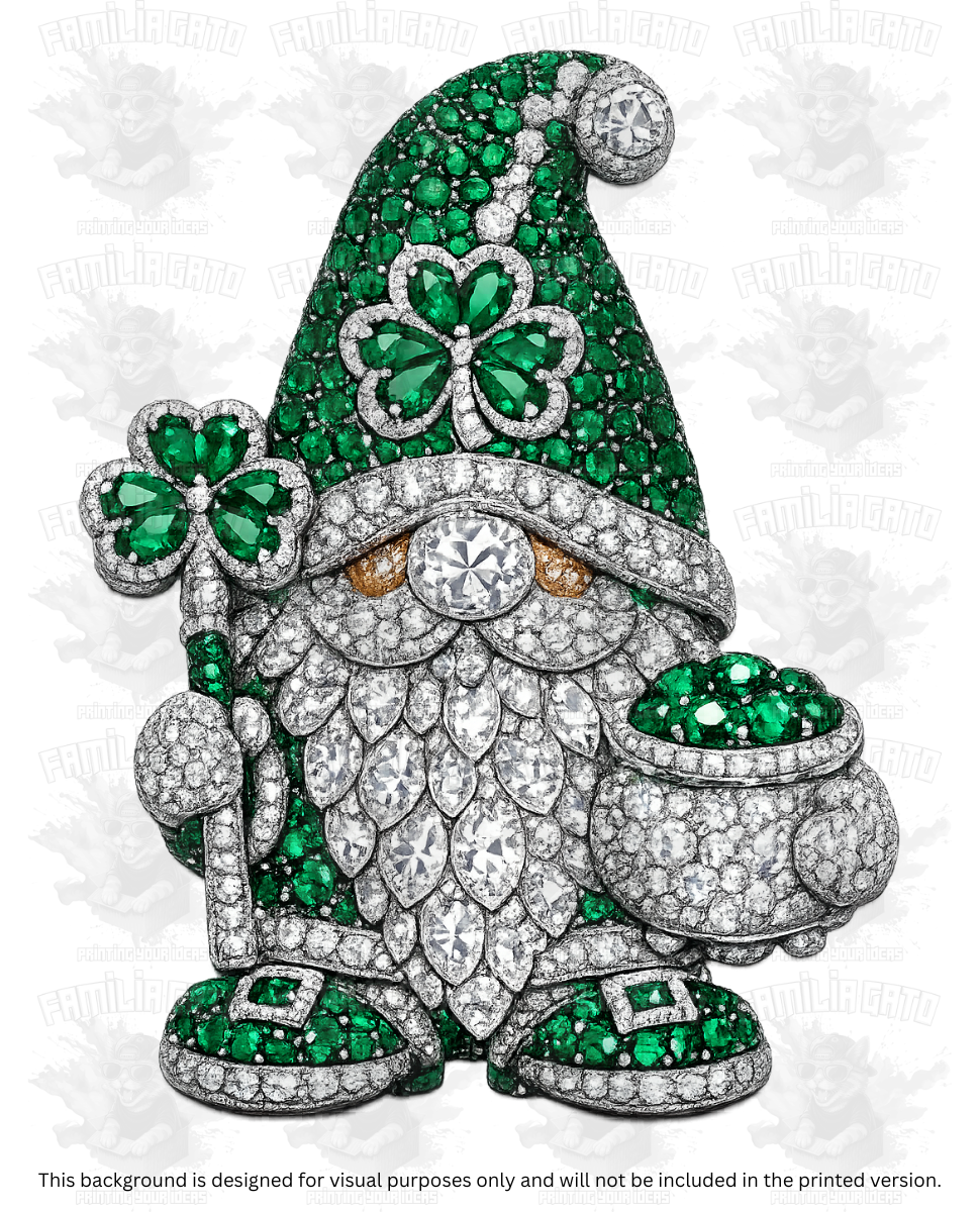 St. Patrick's Day Rhinestone Gnome DTF Transfer