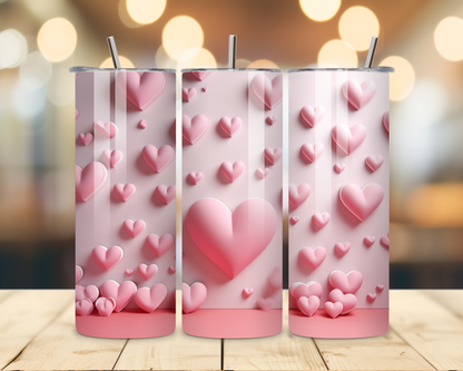 Valentine's Day - Pink 3D Effect Designs #2 - 20 Oz Stainless Steel Tumbler