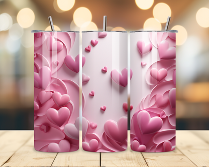 Valentine's Day - Pink 3D Effect Designs #2 - 20 Oz Stainless Steel Tumbler