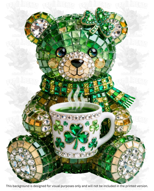 St. Patrick's Day Rhinestone Teddy Bear #2 DTF Transfer