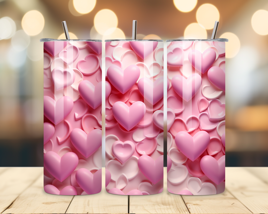 Valentine's Day - Pink 3D Effect Designs #3 - 20 Oz Stainless Steel Tumbler