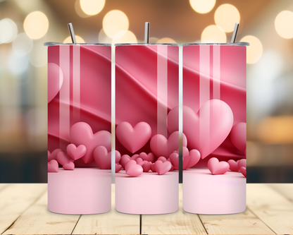 Valentine's Day - Pink 3D Effect Designs #3 - 20 Oz Stainless Steel Tumbler