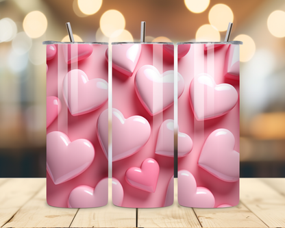 Valentine's Day - Pink 3D Effect Designs #3 - 20 Oz Stainless Steel Tumbler