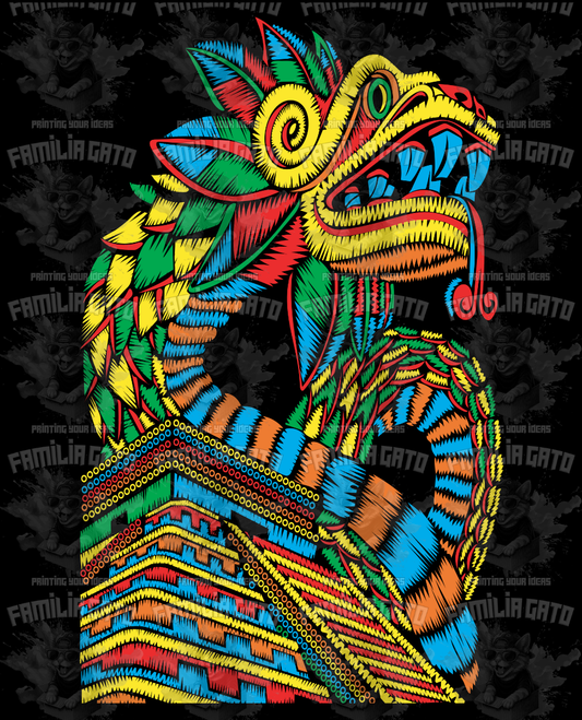 Quetzocoatl Embroidery Effect DTF Transfer